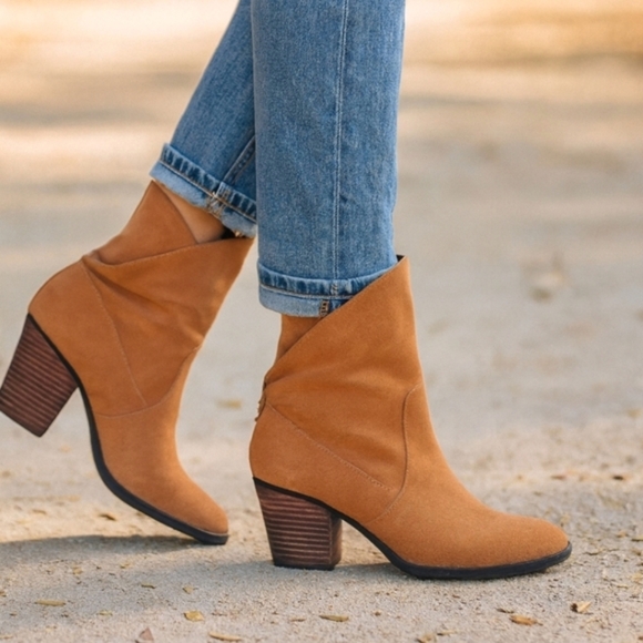 Nine West Shoes - Nine West Frassie Western Boho, Suede Block Heel, Comfort Bootie 8.5M